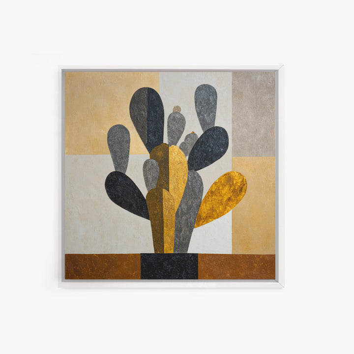 Black and White Cactus Silhouette Framed Canvas Print, Minimalist Art, Boho Wall Art, Living Room Decor, Fine Art, Minimal, MIN-1x1-68