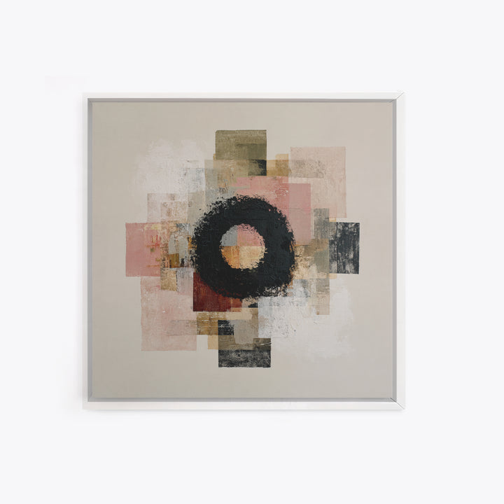 Single Brushstroke Circle Framed Canvas Print, Minimalist Art, Abstract Painting, Living Room Decor, Fine Art, Minimal, MIN-1x1-70