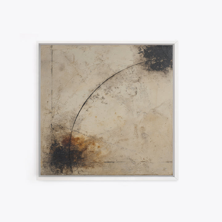 Small Black Bird Crossing White Space Framed Canvas Print, Minimalist Art, Boho Decor, Living Room Decor, Oil Painting, Minimal, MIN-1x1-79