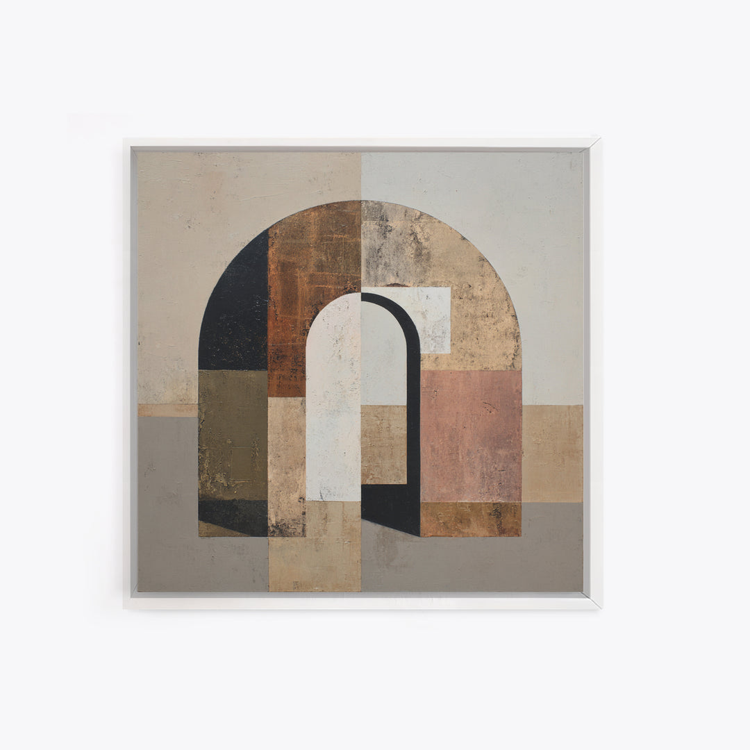 Monochrome Arch and Shadow Composition Framed Canvas Print, Minimalist Art, Fine Art Print, Living Room Decor, Minimal, MIN-1x1-80