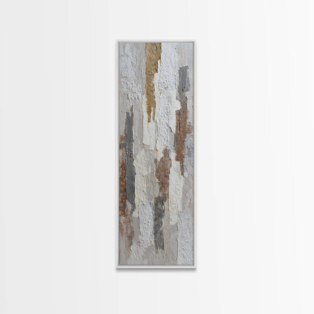 White on White Plaster Texture Study Canvas Print, Minimalist Art, Abstract Painting, Living Room Decor, Fine Art, Minimal, MIN-1x3-100