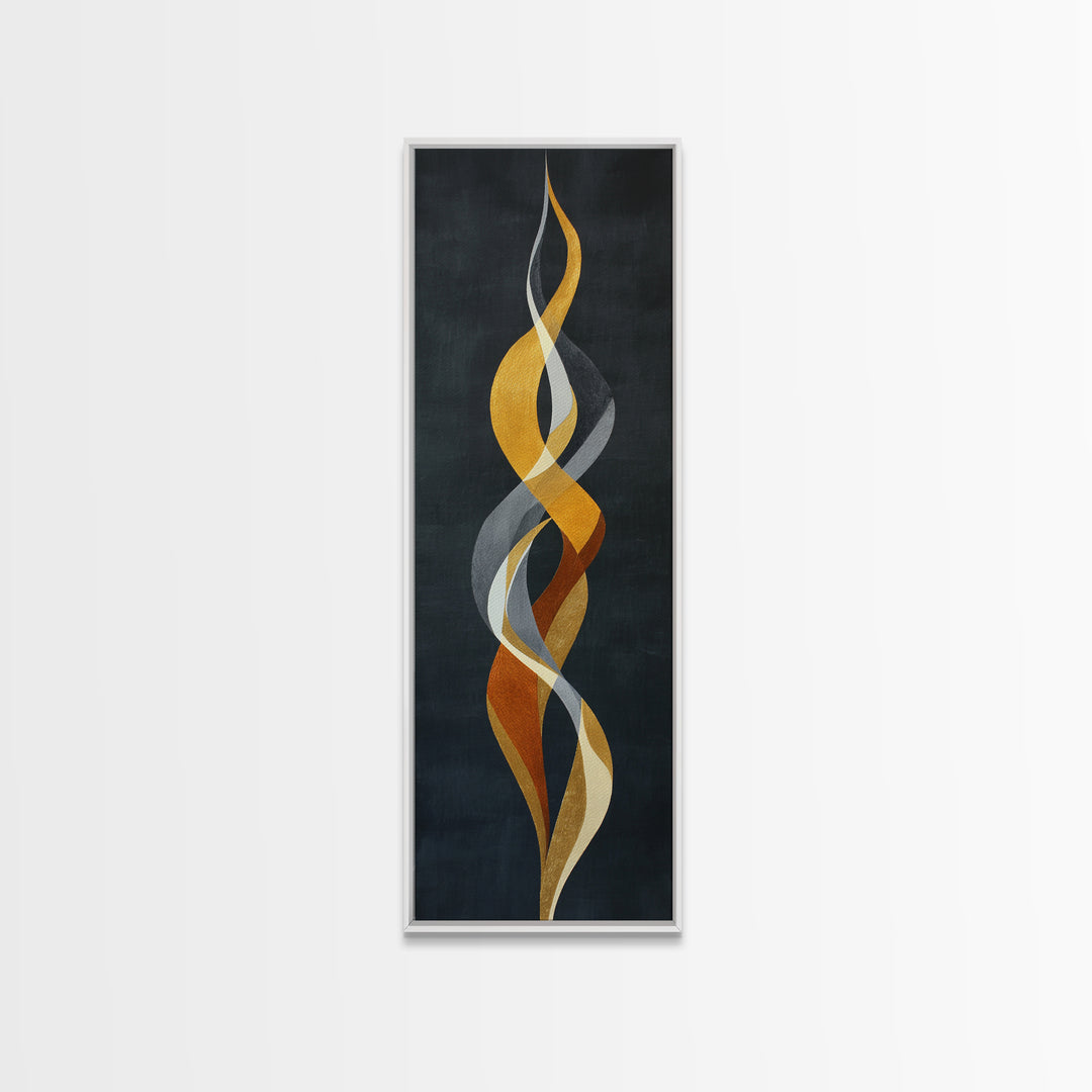 Single Gold Line Curve on Charcoal Framed Canvas Print, Minimalist Art, Living Room Decor, Abstract Art, Minimal, MIN-1x3-29