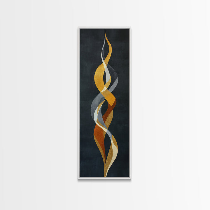 Single Gold Line Curve on Charcoal Framed Canvas Print, Minimalist Art, Living Room Decor, Abstract Art, Minimal, MIN-1x3-29