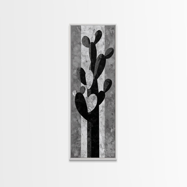 Black and White Cactus Silhouette Canvas Print, Minimalist Art, Minimalist, Living Room Decor, Fine Art, Minimal, Black Art, MIN-1x3-32