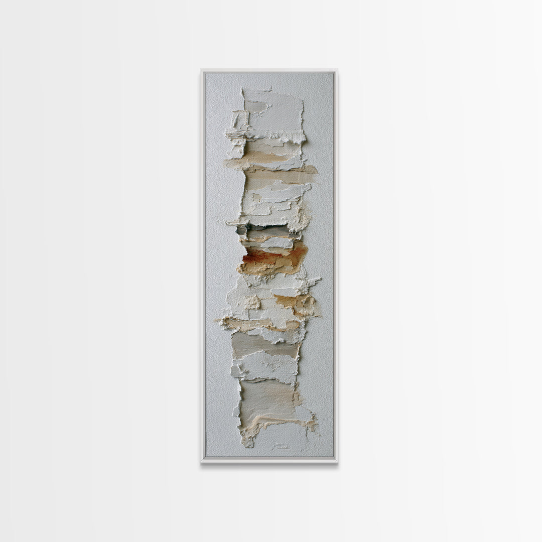 White on White Plaster Texture Study Framed Canvas Print, Minimalist Art, Minimalist Decor, Living Room Decor, Minimal, MIN-1x3-4