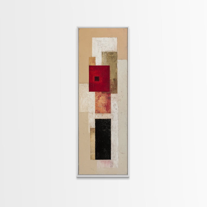 One Red Square Balanced Framed Canvas Print, Minimalist Art, Modern Decor, Living Room Decor, Fine Art, Minimal, Poster, MIN-1x3-46