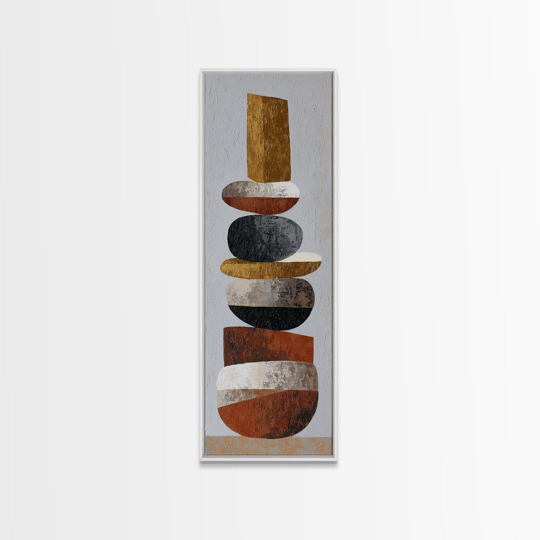 Quiet Stone Stack Framed Canvas Print, Minimalist Art, Printable Art, Living Room Decor, Abstract Art, Minimal, Neutral Decor, MIN-1x3-47