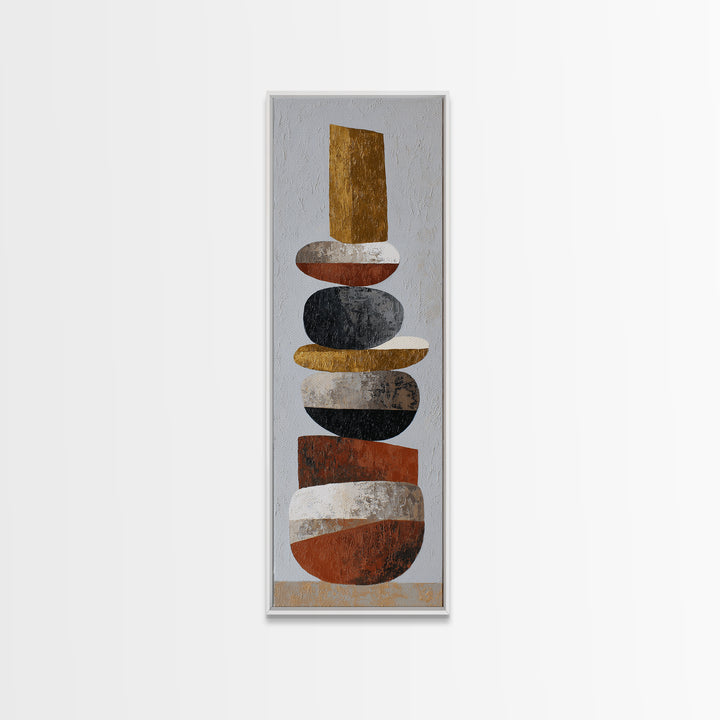 Quiet Stone Stack Framed Canvas Print, Minimalist Art, Printable Art, Living Room Decor, Abstract Art, Minimal, Neutral Decor, MIN-1x3-47