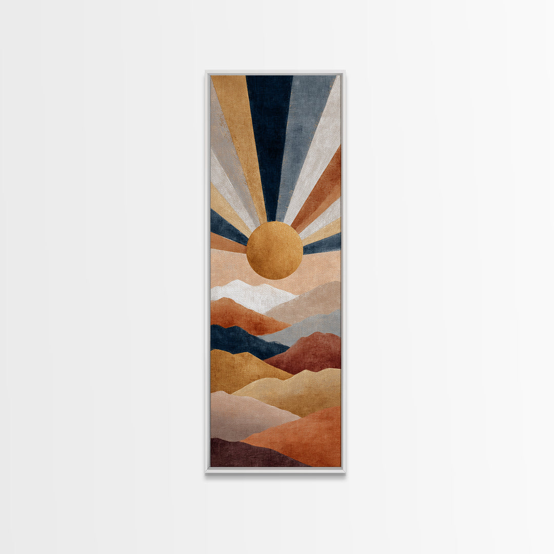 Simple Geometric Sun Canvas Print, Minimalist Art, Modern Wall Art, Living Room Decor, Fine Art, Minimal, Textured Painting, MIN-1x3-51