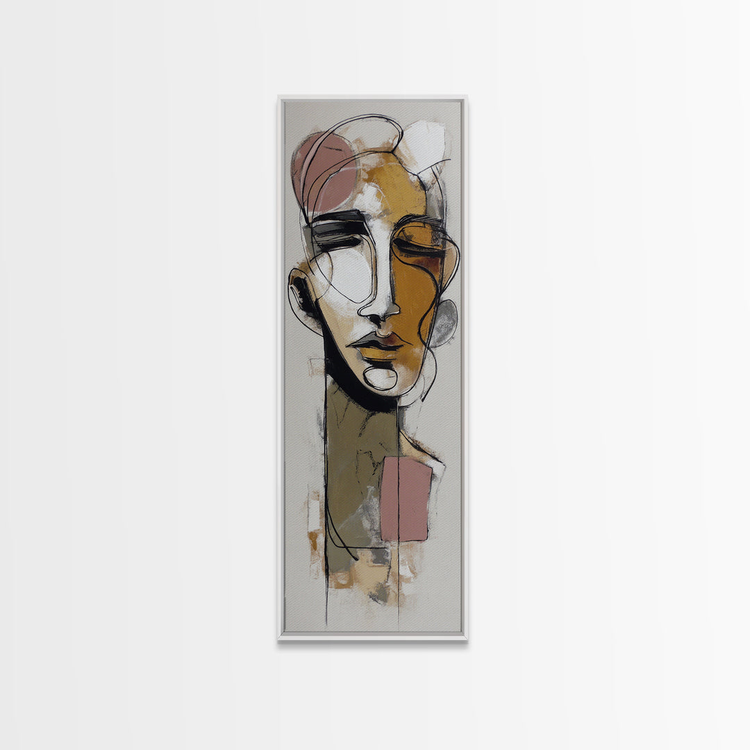 Single Continuous Line Female Face Canvas Print, Minimalist Art, Minimalist, Living Room Decor, Oil Painting, Minimal, MIN-1x3-65