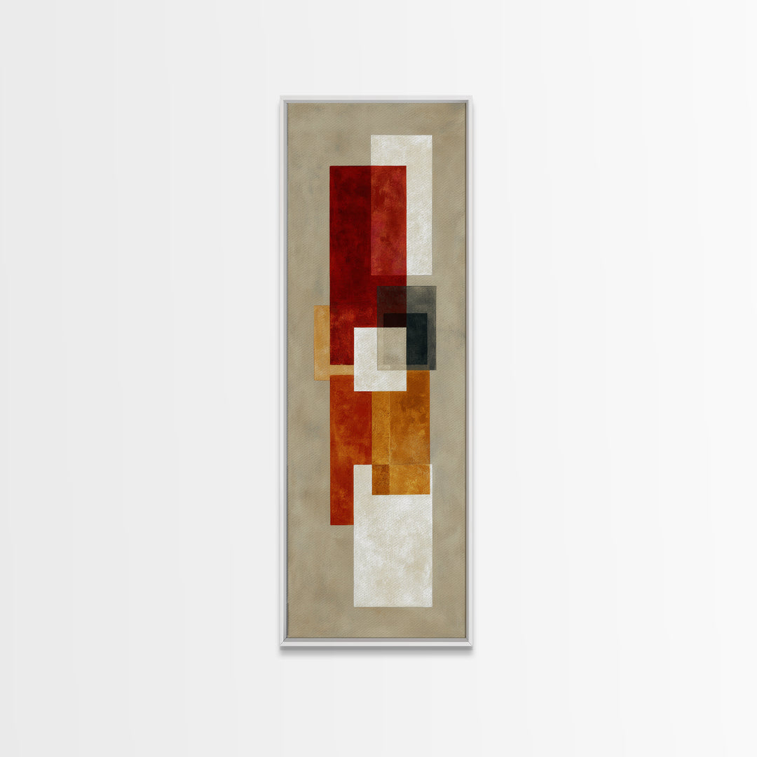 One Red Square Balanced Framed Canvas Print, Minimalist Art, Modern Decor, Living Room Decor, Fine Art, Minimal, Poster, MIN-1x3-70