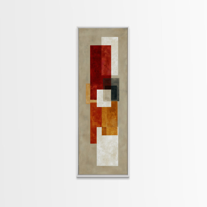 One Red Square Balanced Framed Canvas Print, Minimalist Art, Modern Decor, Living Room Decor, Fine Art, Minimal, Poster, MIN-1x3-70