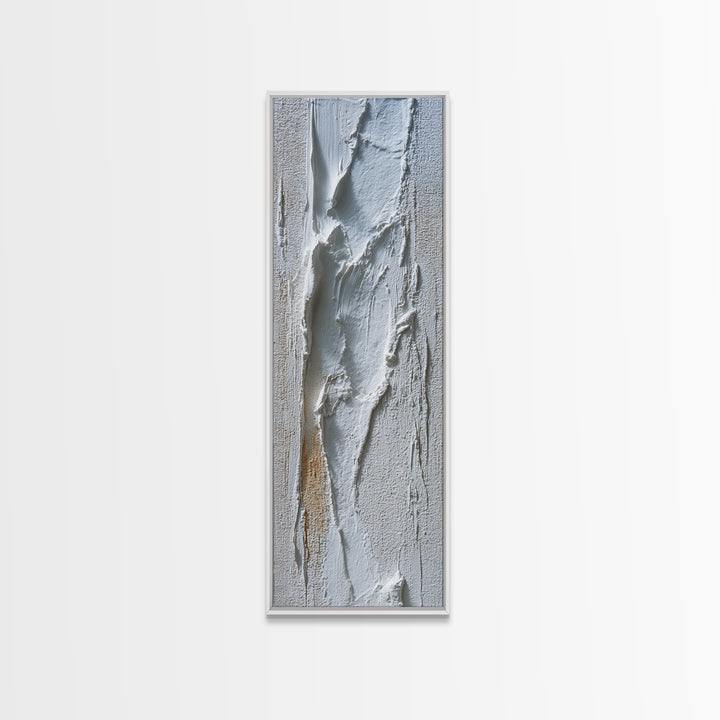 White on White Plaster Texture Study Framed Canvas Print, Minimalist Art, Abstract Wall Art, Living Room Decor, Oil Painting, MIN-1x3-76