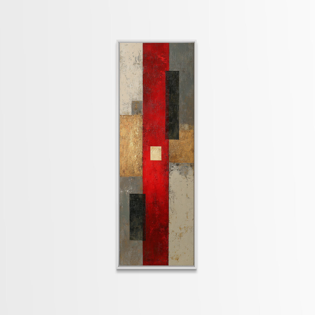 One Red Square Balanced Canvas Print, Minimalist Art, Room Decor, Living Room Decor, Fine Art, Minimal, Art Print, MIN-1x3-94