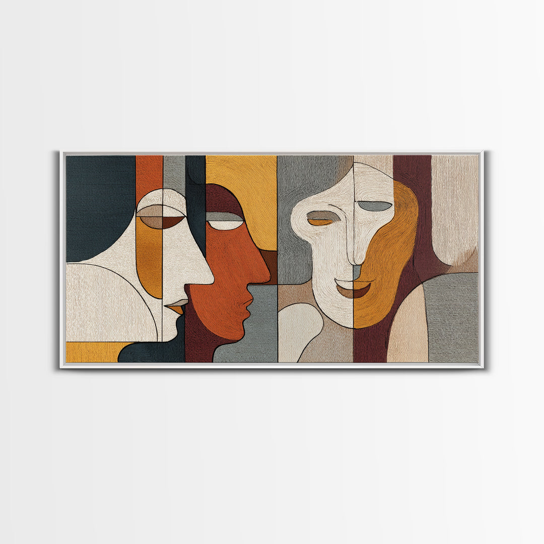 Single Continuous Line Female Face Framed Canvas Print, Minimalist Art, Art Print, Living Room Decor, Fine Art, Minimal, MIN-2x1-1