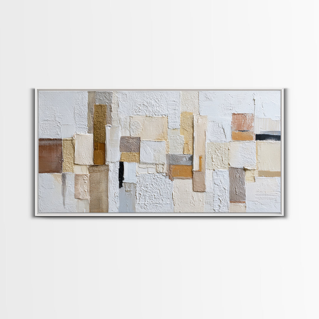 White on White Plaster Texture Study Framed Canvas Print, Minimalist Art, Room Decor, Living Room Decor, Fine Art, Minimal, MIN-2x1-12