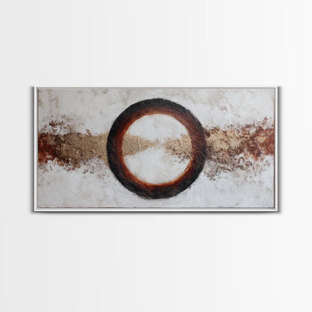 Single Brushstroke Circle Framed Canvas Print, Minimalist Art, Room Decor, Living Room Decor, Fine Art, Minimal, Art Print, MIN-2x1-18
