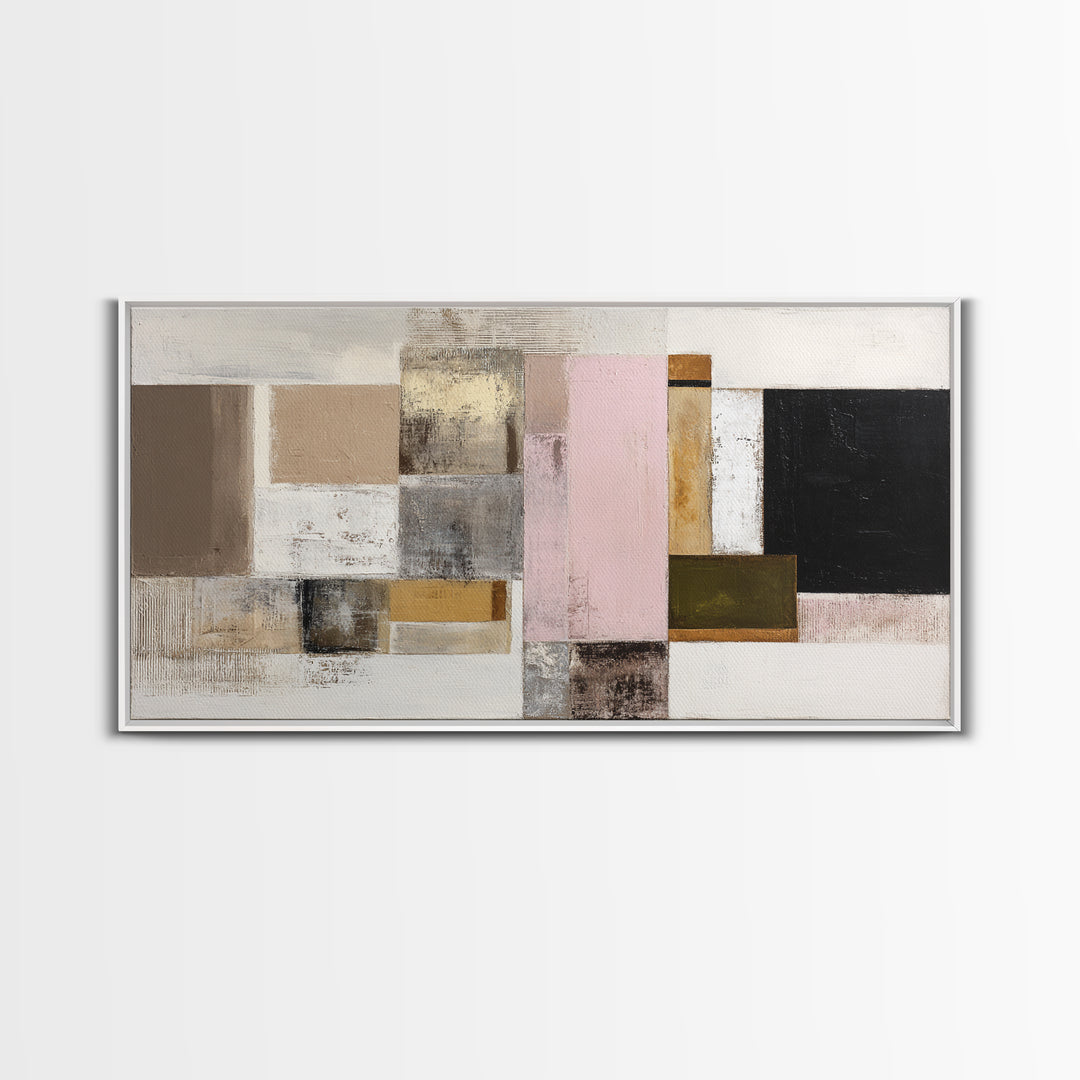 Calm Rectangle Composition Framed Canvas Print, Minimalist Art, Statement Artwork, Living Room Decor, Fine Art, Minimal, MIN-2x1-20