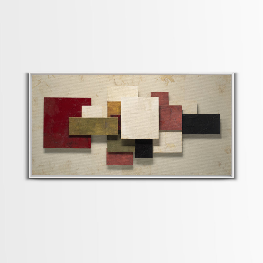 One Red Square Balanced Framed Canvas Print, Minimalist Art, Minimalist Decor, Living Room Decor, Minimal, Digital Wall Art, MIN-2x1-30
