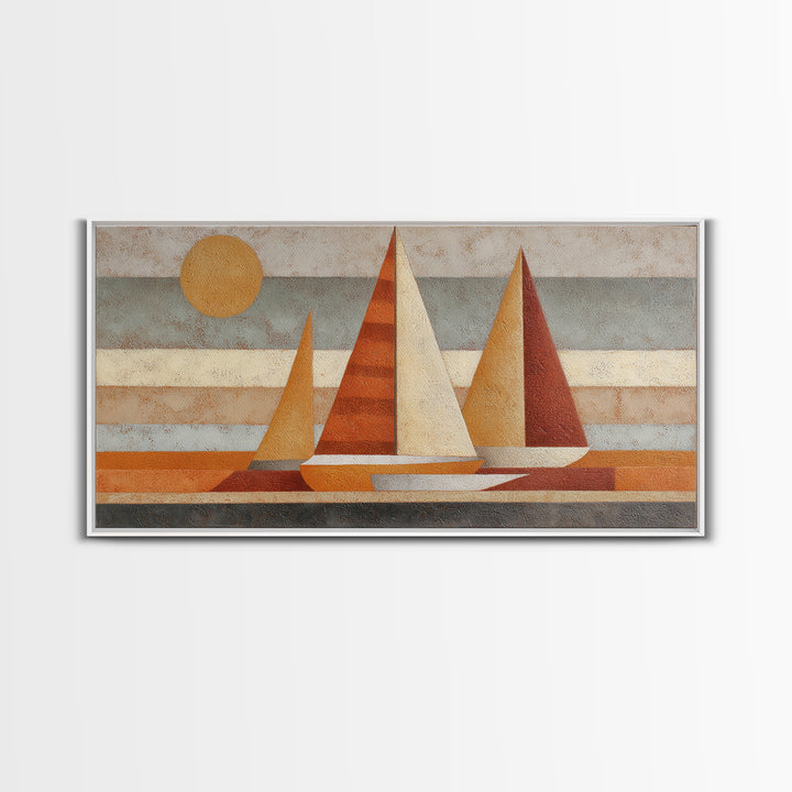 Tiny Sailboat under Open Sky Framed Canvas Print, Minimalist Art, Contemporary Art, Living Room Decor, Fine Art, Minimal, MIN-2x1-34