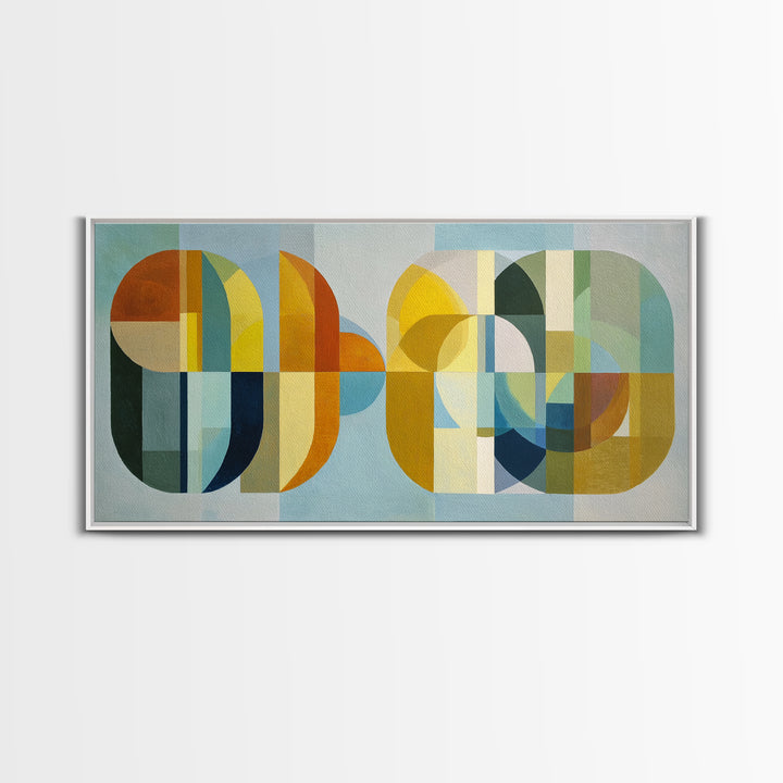 Simple Geometric Sun Framed Canvas Print, Minimalist Art, Wall Art, Living Room Decor, Abstract Art, Minimal, Large Wall Art, MIN-2x1-35