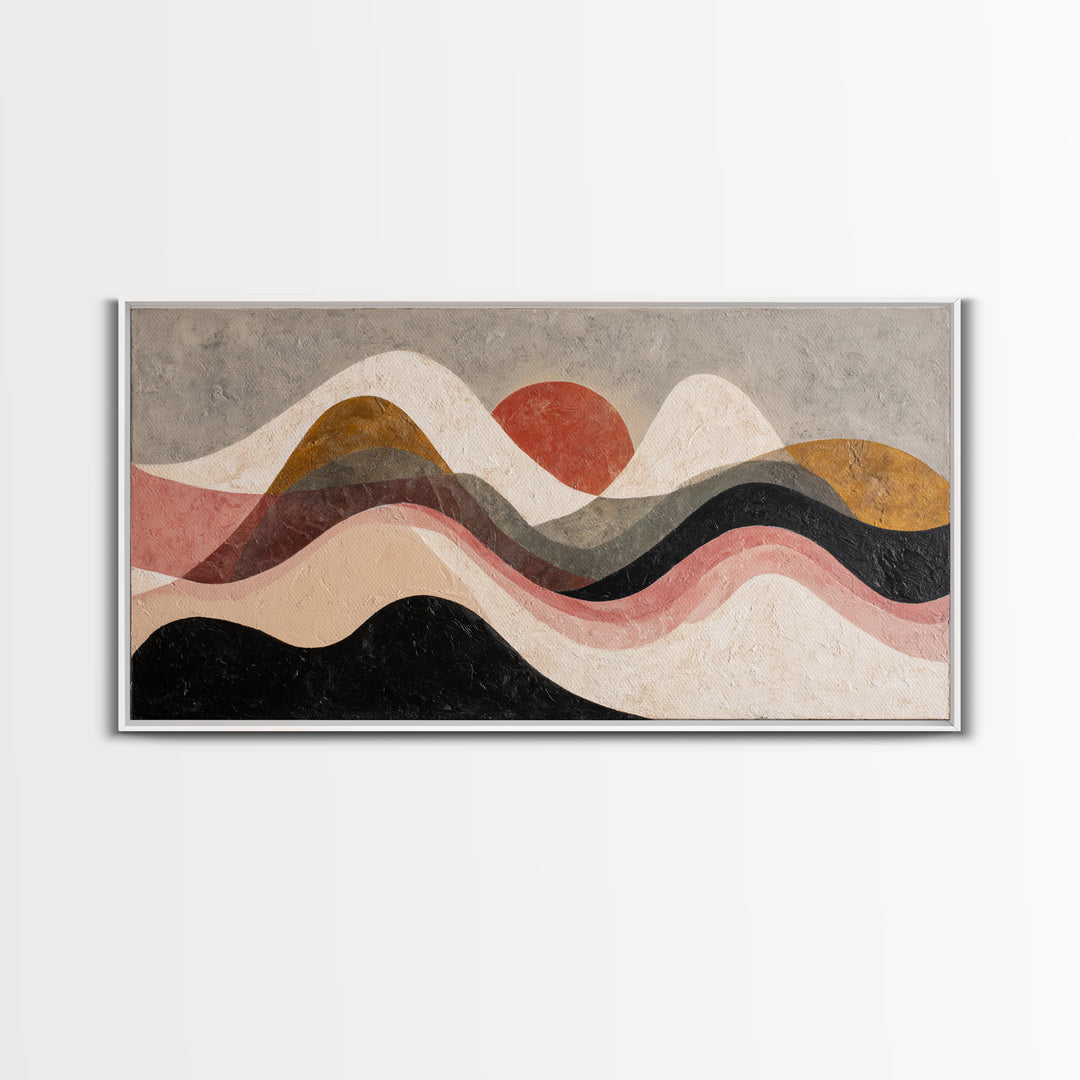 Thin Line Mountain Framed Canvas Print, Minimalist Art, Poster, Living Room Decor, Fine Art, Minimal, Boho, Canvas Tote Bag, MIN-2x1-46