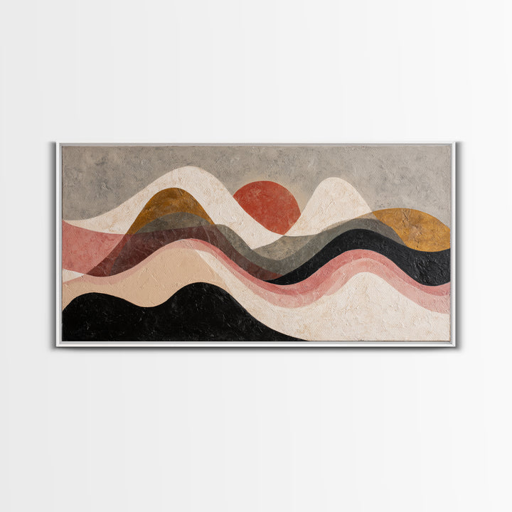 Thin Line Mountain Framed Canvas Print, Minimalist Art, Poster, Living Room Decor, Fine Art, Minimal, Boho, Canvas Tote Bag, MIN-2x1-46