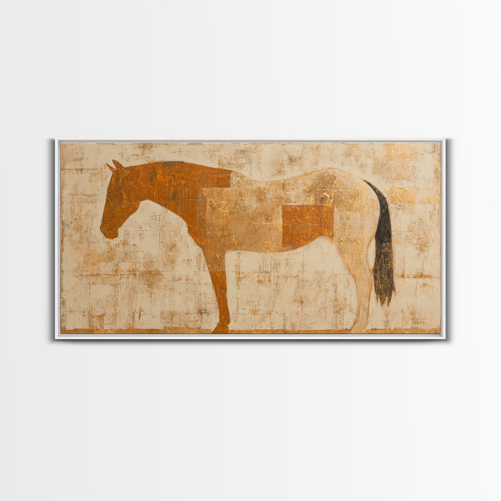 Minimal Horse Contour Canvas Print, Minimalist Art, Wall Art, Living Room Decor, Oil Painting, Minimal, Large Wall Art, MIN-2x1-62