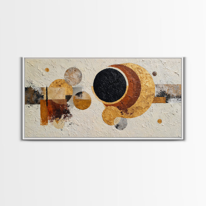 Single Black Circle on Warm Ivory Ground Canvas Print, Minimalist Art, Digital Print, Living Room Decor, Fine Art, Minimal, MIN-2x1-69