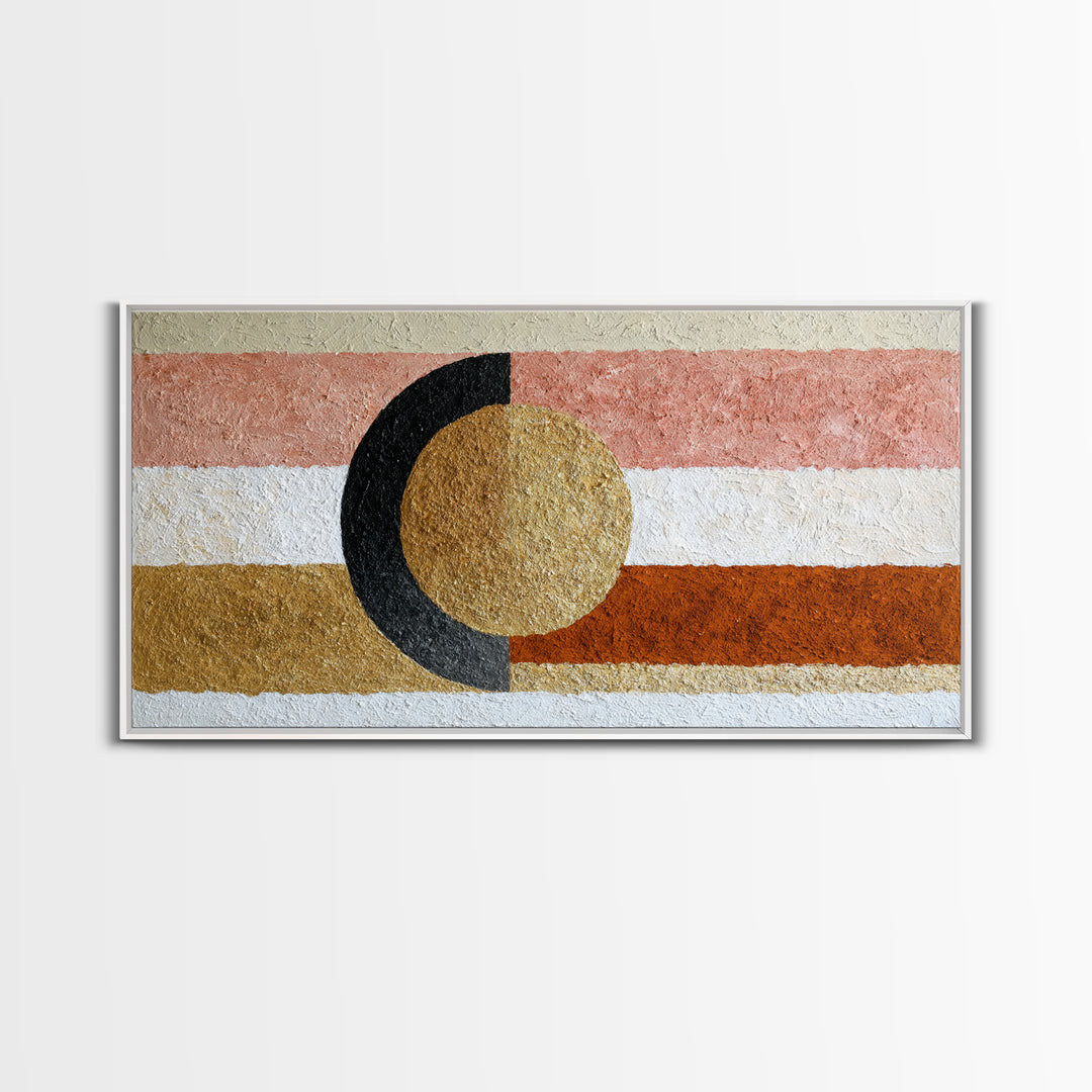 Single Brushstroke Circle Framed Canvas Print, Minimalist Art, Living Room Decor, Oil Painting, Minimal, Printable Art, MIN-2x1-90