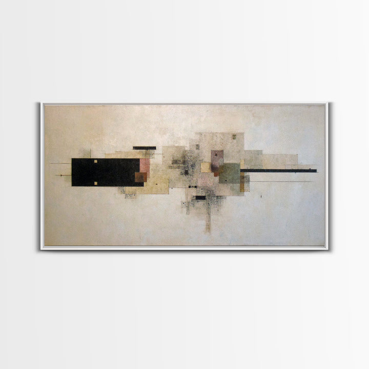 Calm Rectangle Composition Framed Canvas Print, Minimalist Art, Boho, Living Room Decor, Oil Painting, Minimal, MIN-2x1-92