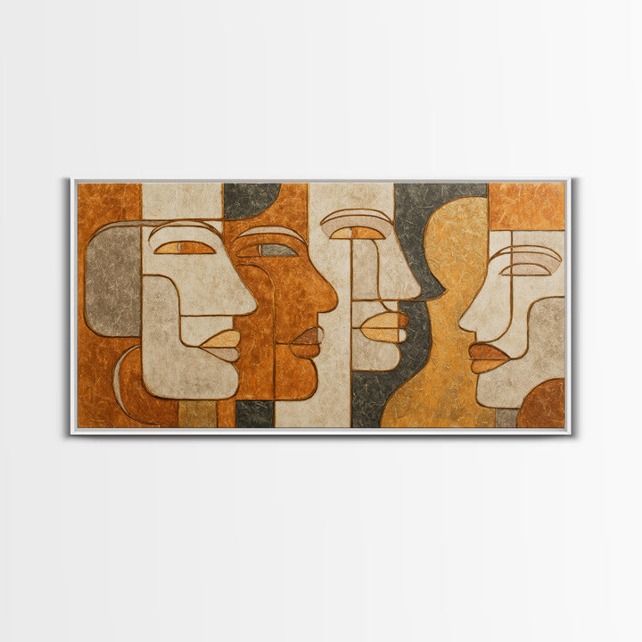 Single Continuous Line Female Face Framed Canvas Print, Minimalist Art, Printable Art, Living Room Decor, Oil Painting, Minimal, MIN-2x1-97