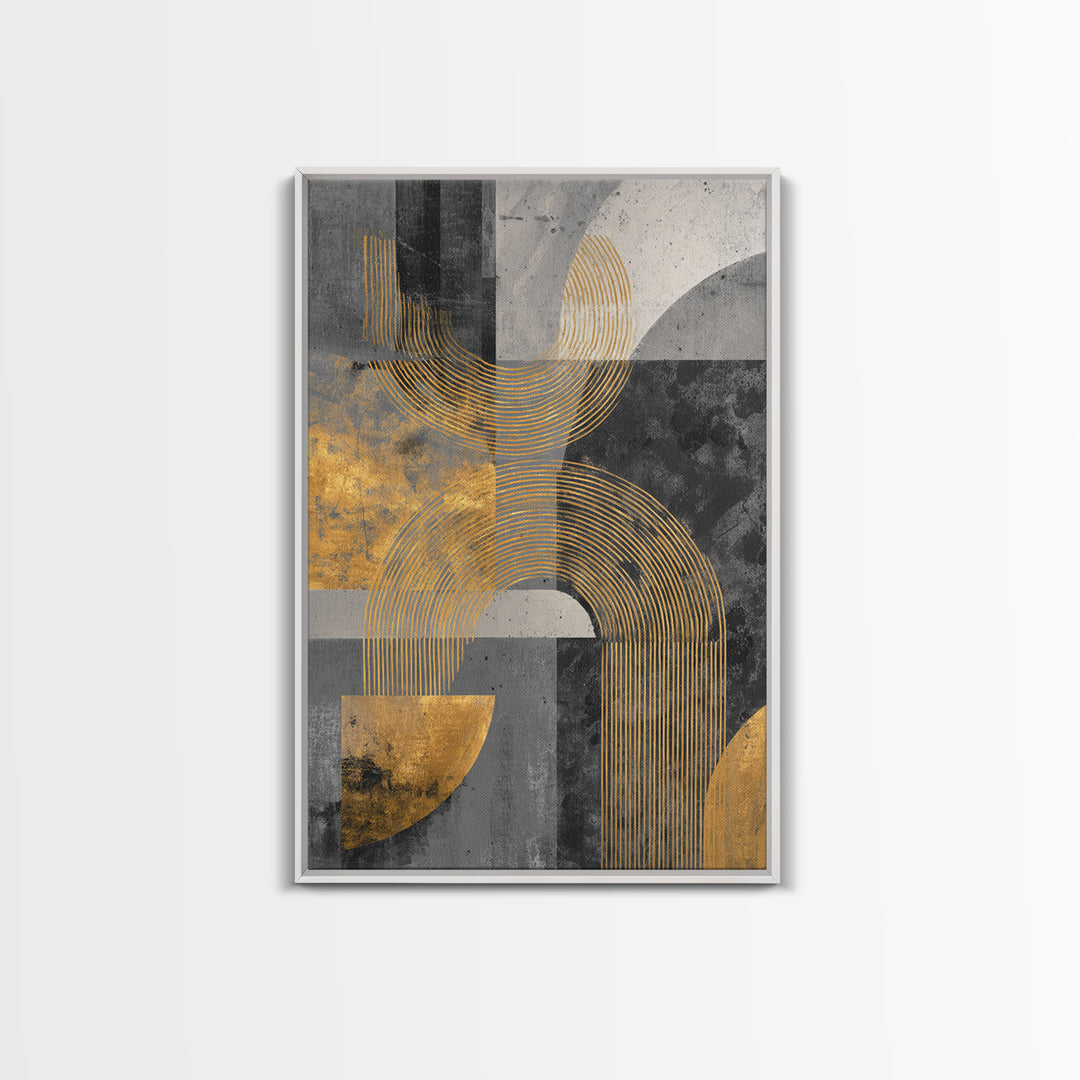 Single Gold Line Curve on Charcoal Framed Canvas Print, Minimalist Art, Art Print, Living Room Decor, Fine Art, Minimal, MIN-2x3-1