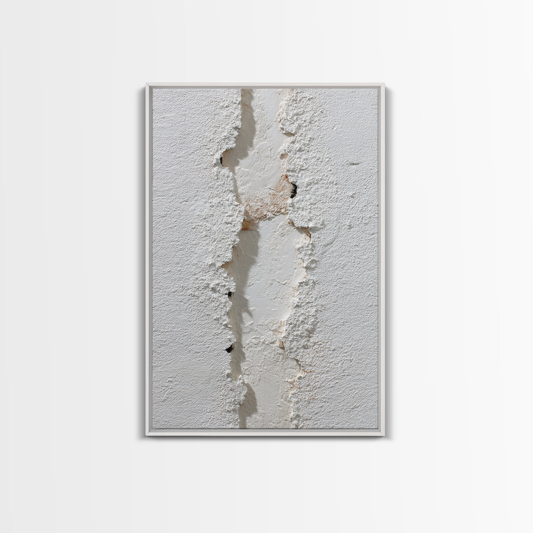 White on White Plaster Texture Study Framed Canvas Print, Minimalist Art, Modern Decor, Living Room Decor, Fine Art, Minimal, MIN-2x3-24
