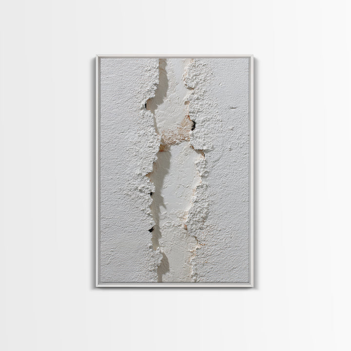 White on White Plaster Texture Study Framed Canvas Print, Minimalist Art, Modern Decor, Living Room Decor, Fine Art, Minimal, MIN-2x3-24
