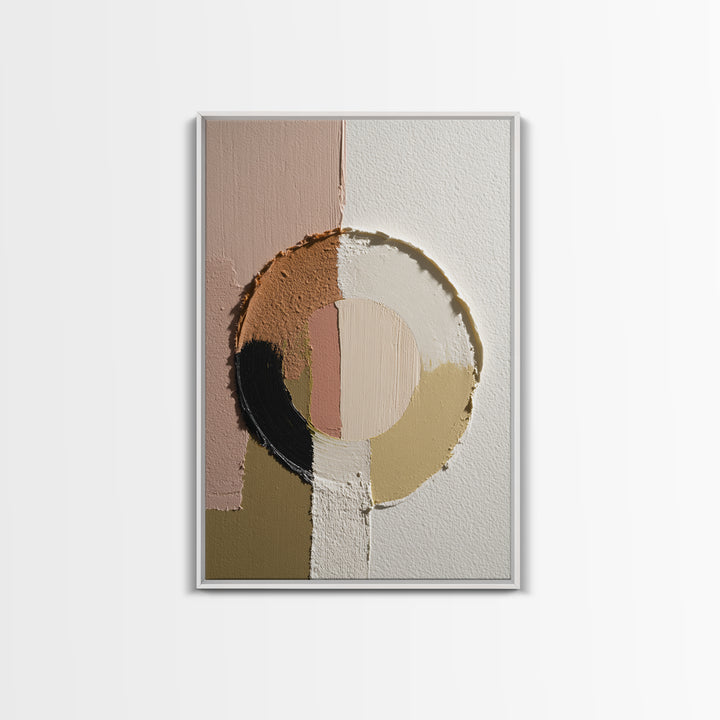 Single Brushstroke Circle Framed Canvas Print, Minimalist Art, Minimalist Decor, Living Room Decor, Fine Art, Minimal, MIN-2x3-30