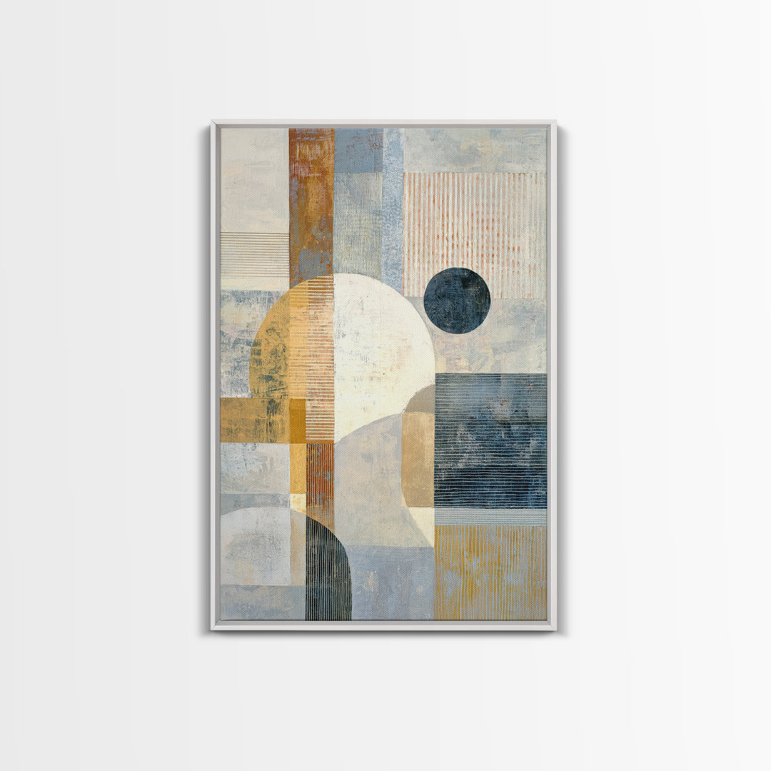 Single Black Circle on Warm Ivory Ground Canvas Print, Minimalist Art, Canvas Tote Bag, Living Room Decor, Minimal, Boho Decor, MIN-2x3-33