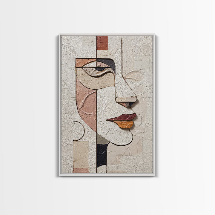 Single Continuous Line Female Face Framed Canvas Print, Minimalist Art, Digital Wall Art, Living Room Decor, Fine Art, Minimal, MIN-2x3-37