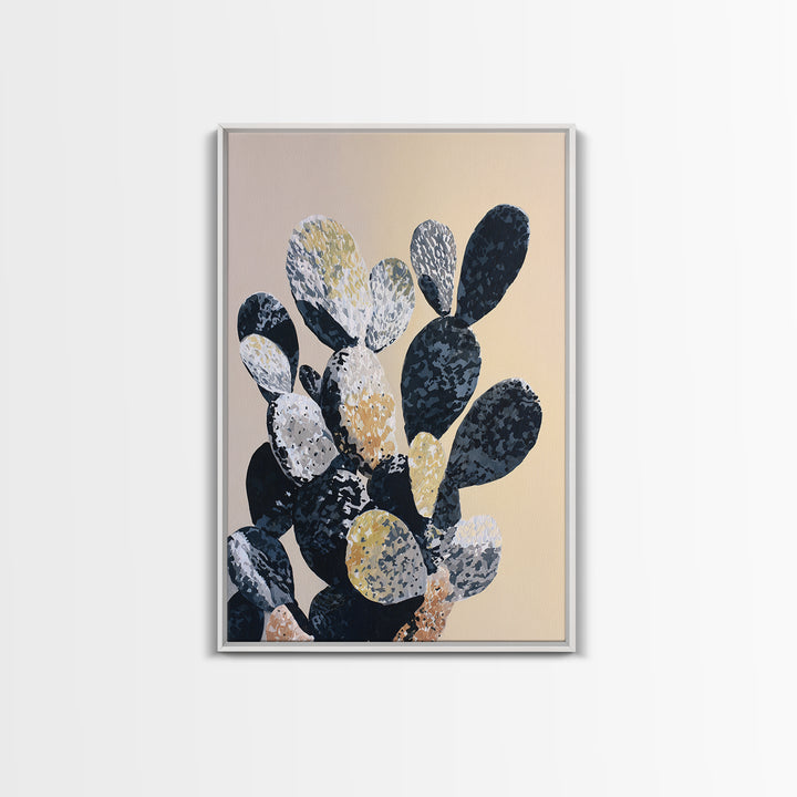 Black and White Cactus Silhouette Framed Canvas Print, Minimalist Art, Contemporary Art, Living Room Decor, Fine Art, Minimal, MIN-2x3-4