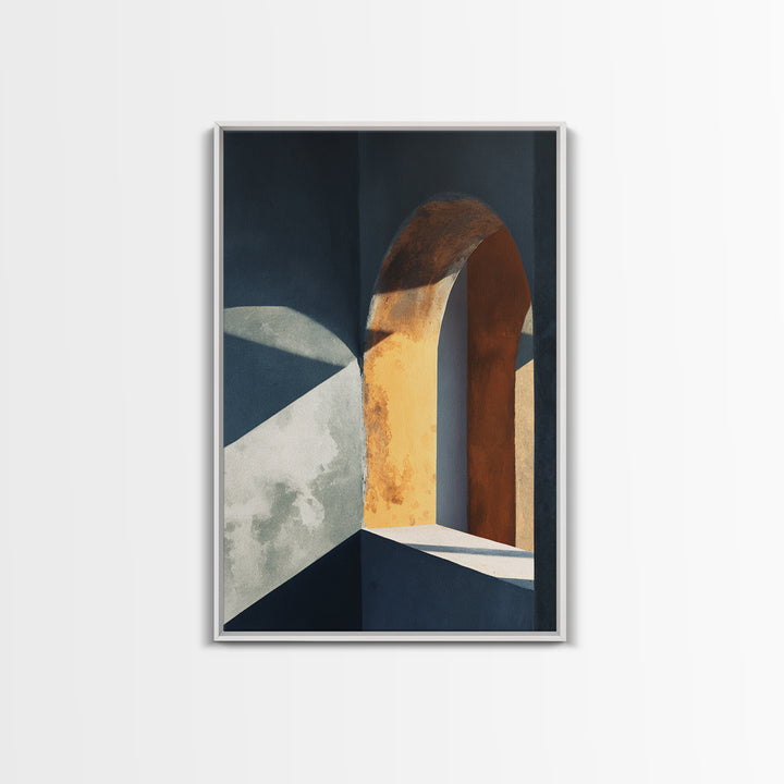 Monochrome Arch and Shadow Composition Framed Canvas Print, Minimalist Art, Minimalist, Living Room Decor, Fine Art, Minimal, MIN-2x3-64