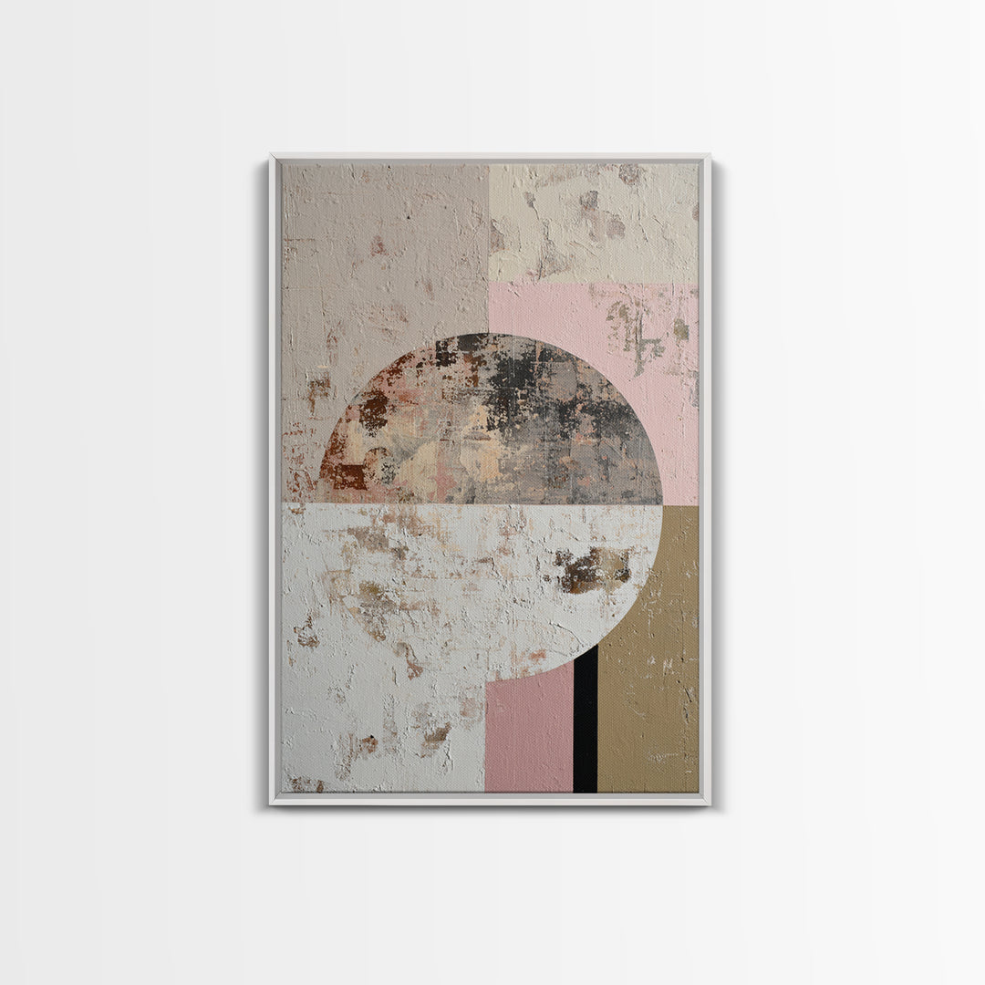 Minimal Moon over a Pale Ocean Canvas Print, Minimalist Art, Black Art, Living Room Decor, Oil Painting, Minimal, MIN-2x3-65