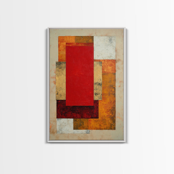 One Red Square Balanced Canvas Print, Minimalist Art, Art Prints, Living Room Decor, Oil Painting, Minimal, Printable Art, MIN-2x3-66