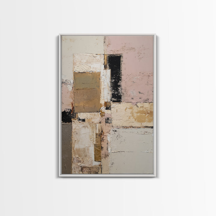 Calm Rectangle Composition Framed Canvas Print, Minimalist Art, Modern Art, Living Room Decor, Oil Painting, Minimal, MIN-2x3-8