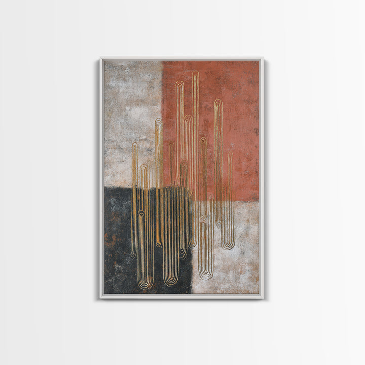 Single Gold Line Curve on Charcoal Framed Canvas Print, Minimalist Art, Printable Art, Living Room Decor, Abstract Art, Minimal, MIN-2x3-97