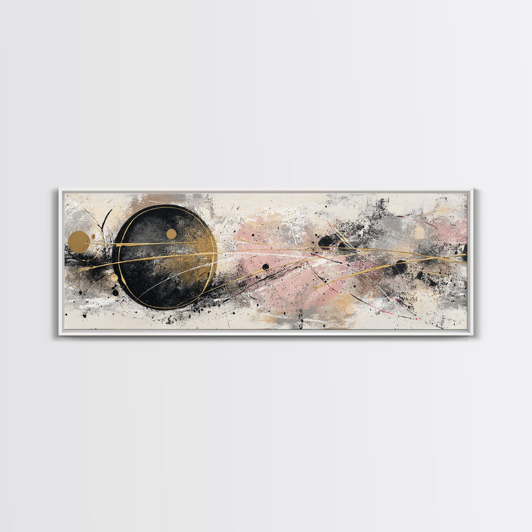 Single Gold Line Curve on Charcoal Canvas Print, Minimalist Art, Boho Wall Art, Living Room Decor, Fine Art, Minimal, MIN-3x1-33