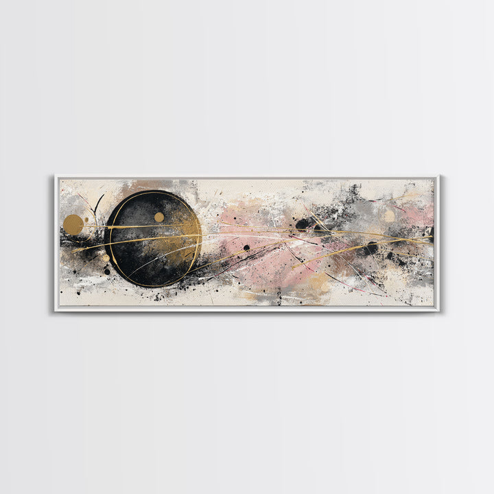 Single Gold Line Curve on Charcoal Canvas Print, Minimalist Art, Boho Wall Art, Living Room Decor, Fine Art, Minimal, MIN-3x1-33