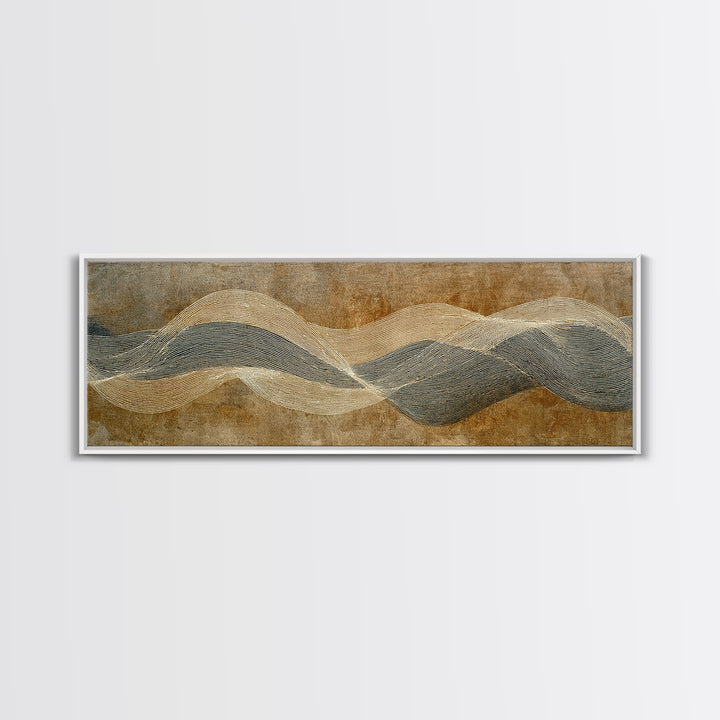 Minimal Abstract Wave Line Framed Canvas Print, Minimalist Art, Abstract Painting, Living Room Decor, Fine Art, Minimal, MIN-3x1-53