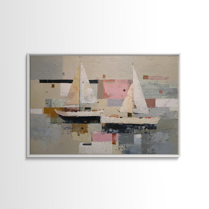 Tiny Sailboat under Open Sky Framed Canvas Print, Minimalist Art, Movie Poster, Living Room Decor, Fine Art, Minimal, MIN-3x2-18