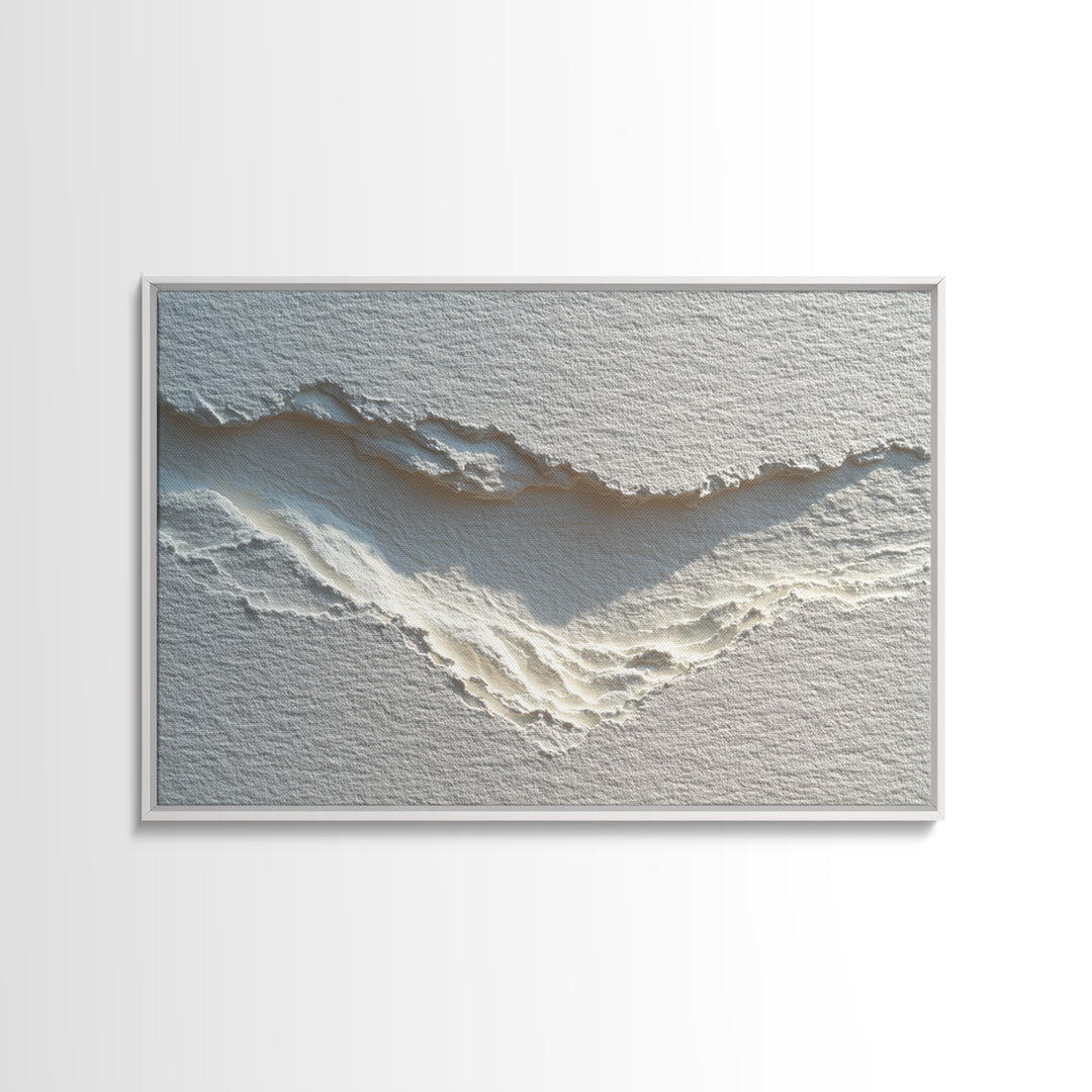 White on White Plaster Texture Study Framed Canvas Print, Minimalist Art, Unique Wall Art, Living Room Decor, Fine Art, Minimal, MIN-3x2-20