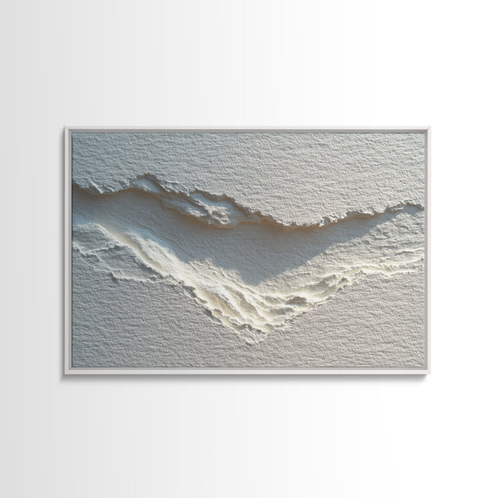 White on White Plaster Texture Study Framed Canvas Print, Minimalist Art, Unique Wall Art, Living Room Decor, Fine Art, Minimal, MIN-3x2-20